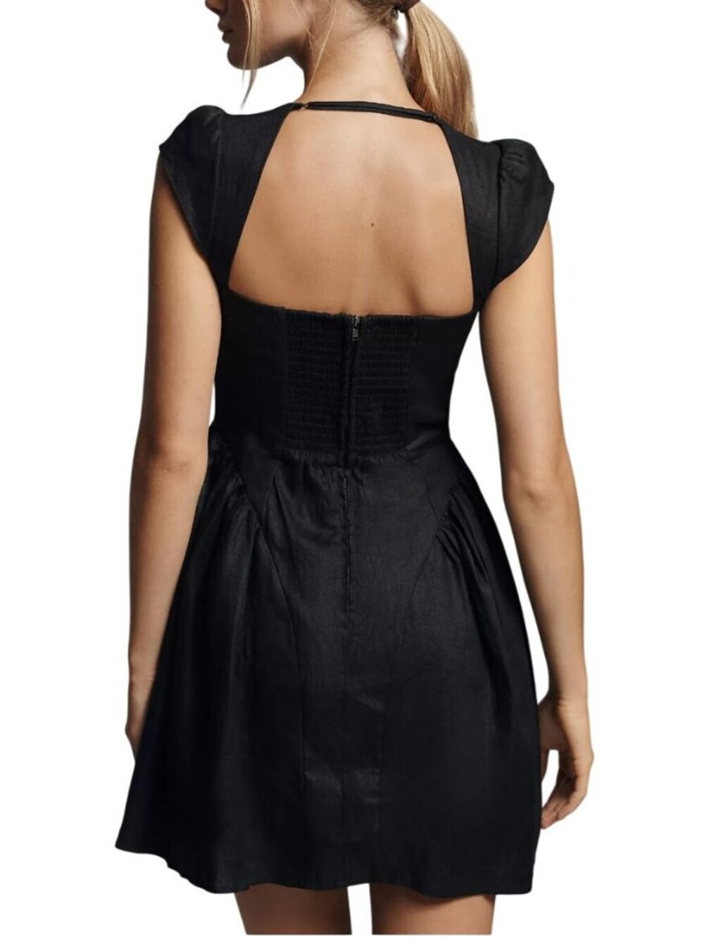 Reformation Oaklyn Linen Mini Dress Black NWT - Size 4 - Picture 6 of 9